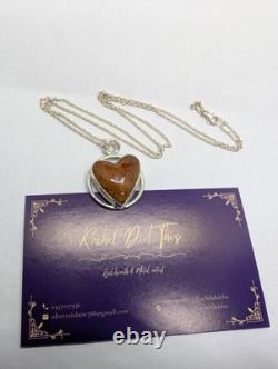 Baltic Amber Heart Artisan Hand Made Sterling Silver Necklace. A25f