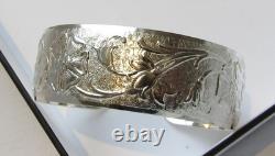 Bangle Sterling Silver 925 Vintage Made in 1961 Flower Design (M5VV)
