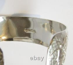 Bangle Sterling Silver 925 Vintage Made in 1961 Flower Design (M5VV)