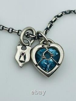 Barbara Klar Hand Made Sterling Silver 4 Padlock Heart Charm Pendants Necklace