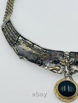 Baruch Kraus Israel Vintage Sterling Silver Hand Made Modernist Necklace