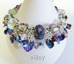 BeCharmed Bracelet Made With Swarovski Bermuda Blue, Heliotrope & 925 Silver