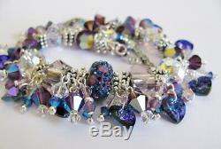 BeCharmed Bracelet Made With Swarovski Bermuda Blue, Heliotrope & 925 Silver