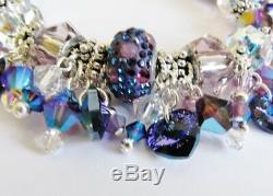 BeCharmed Bracelet Made With Swarovski Bermuda Blue, Heliotrope & 925 Silver