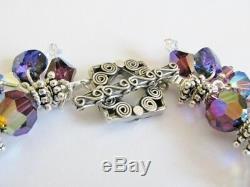 BeCharmed Bracelet Made With Swarovski Bermuda Blue, Heliotrope & 925 Silver