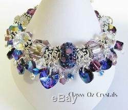 BeCharmed Bracelet Made With Swarovski Bermuda Blue, Heliotrope & 925 Silver