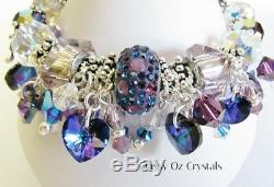 BeCharmed Bracelet Made With Swarovski Bermuda Blue, Heliotrope & 925 Silver