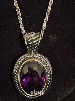 Beautiful 925 Sterling Silver & Amethyst Necklace Made in Italy