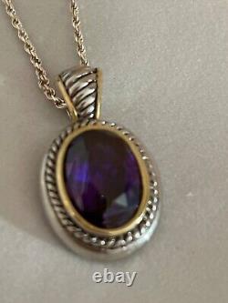 Beautiful 925 Sterling Silver & Amethyst Necklace Made in Italy