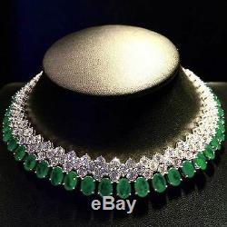 Beautiful Emerald Statement Necklace Chain made with 925 Sterling Silver
