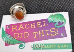 Beautiful Faceted Carnelian Artisan Hand Made Sterling Silver Ring Sz10. A27c