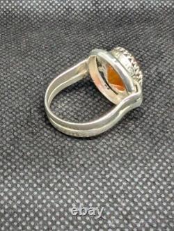 Beautiful Faceted Carnelian Artisan Hand Made Sterling Silver Ring Sz10. A27c