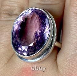 Beautiful Hand Made 925 Sterling Silver Ring With About 15ct Natural Kunzite