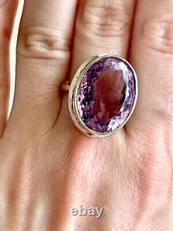 Beautiful Hand Made 925 Sterling Silver Ring With About 15ct Natural Kunzite