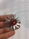 Beautiful Hand Made Sterling Silver 925 Carnelian Sunburst Pendant