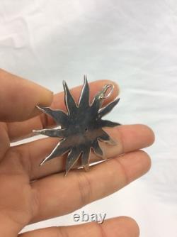 Beautiful Hand Made Sterling Silver 925 Carnelian Sunburst Pendant