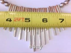Beautiful Hand Made Sterling Silver Mexican Modernist Sun Ray 18.5 Choker
