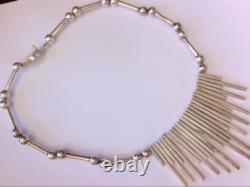 Beautiful Hand Made Sterling Silver Mexican Modernist Sun Ray 18.5 Choker