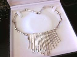 Beautiful Hand Made Sterling Silver Mexican Modernist Sun Ray 18.5 Choker