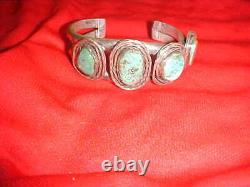 Beautiful Men's Sterling Silver and Turquoise Men's Bracelet Navjo Made Native