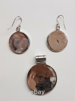 Beautiful Natural Turquoise Sterling Silver Earrings & Pendant Set Hand Made