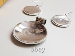 Beautiful Natural Turquoise Sterling Silver Earrings & Pendant Set Hand Made