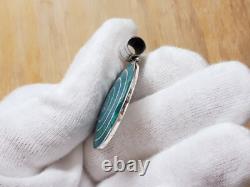 Beautiful Natural Turquoise Sterling Silver Earrings & Pendant Set Hand Made
