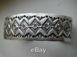 Beautiful Navajo Made Cuff By Leonard Maloney Sterling Silver Heavily Stamped