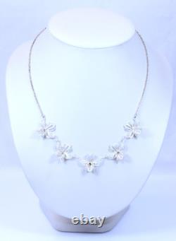 Beautiful Sterling Silver Hand Made 5 Iris Link Necklace 18.5- 13650
