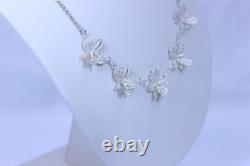 Beautiful Sterling Silver Hand Made 5 Iris Link Necklace 18.5- 13650