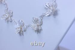 Beautiful Sterling Silver Hand Made 5 Iris Link Necklace 18.5- 13650