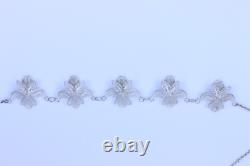 Beautiful Sterling Silver Hand Made 5 Iris Link Necklace 18.5- 13650