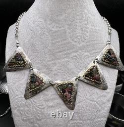 Beautiful & Unique Artisan Made Sterling Silver & Tourmaline Panel Necklace