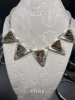 Beautiful & Unique Artisan Made Sterling Silver & Tourmaline Panel Necklace