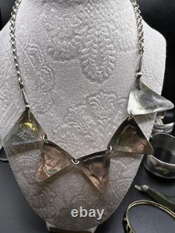 Beautiful & Unique Artisan Made Sterling Silver & Tourmaline Panel Necklace