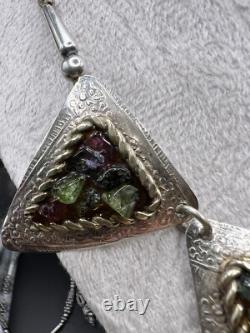 Beautiful & Unique Artisan Made Sterling Silver & Tourmaline Panel Necklace