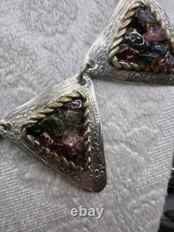 Beautiful & Unique Artisan Made Sterling Silver & Tourmaline Panel Necklace