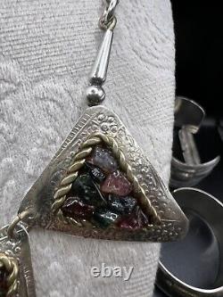 Beautiful & Unique Artisan Made Sterling Silver & Tourmaline Panel Necklace