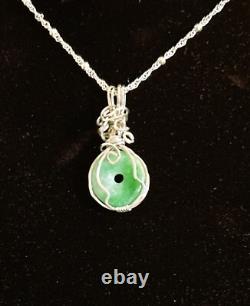 Beautiful Vintage Designer Made Sterling Silver Jade Pendant