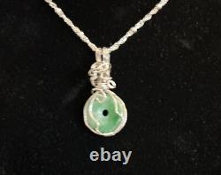 Beautiful Vintage Designer Made Sterling Silver Jade Pendant