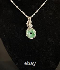 Beautiful Vintage Designer Made Sterling Silver Jade Pendant