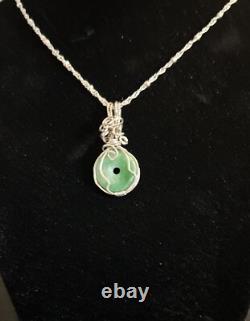 Beautiful Vintage Designer Made Sterling Silver Jade Pendant