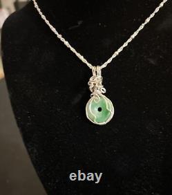 Beautiful Vintage Designer Made Sterling Silver Jade Pendant