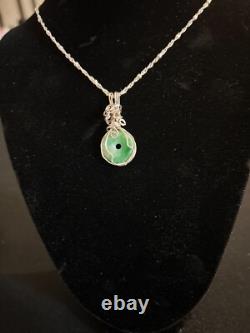 Beautiful Vintage Designer Made Sterling Silver Jade Pendant