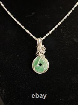 Beautiful Vintage Designer Made Sterling Silver Jade Pendant