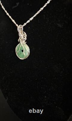Beautiful Vintage Designer Made Sterling Silver Jade Pendant
