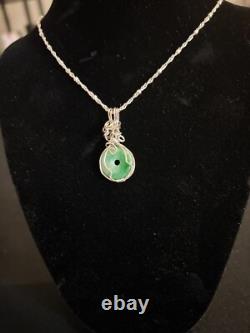 Beautiful Vintage Designer Made Sterling Silver Jade Pendant