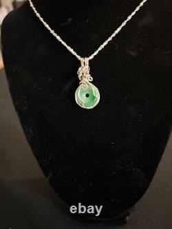 Beautiful Vintage Designer Made Sterling Silver Jade Pendant