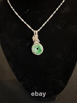 Beautiful Vintage Designer Made Sterling Silver Jade Pendant