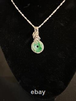 Beautiful Vintage Designer Made Sterling Silver Jade Pendant